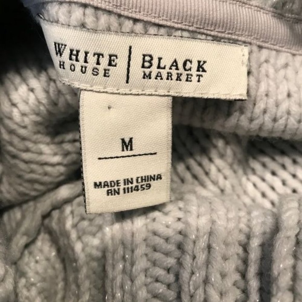 White House Black Market Gray Cardigan Cowl Turtle Neck Sz M - Picture 4 of 4
